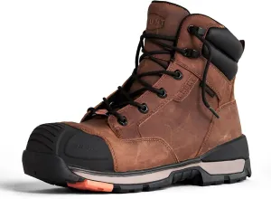 BRUNT Perkins (Comp Toe) - Brown - 6" Waterproof Durable Wedge Work Boot with Defined Heel - EH Rated - Slip   Oil Resistant - Adjustable Width System