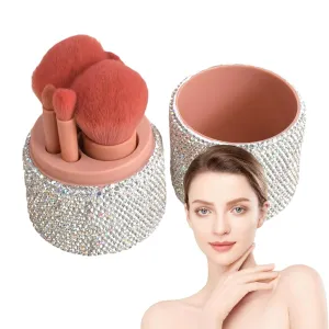 Brushes For Makeup,Portable Make Up Brush - Reusable Soft Blender Applicator With Rhinestones Case For Contouring Highlighting Eyeshadow Foundation Concealer