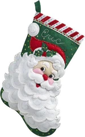 Bucilla 86648 Jolly Saint Nick Stocking Felt Applique Kit, 18" Long