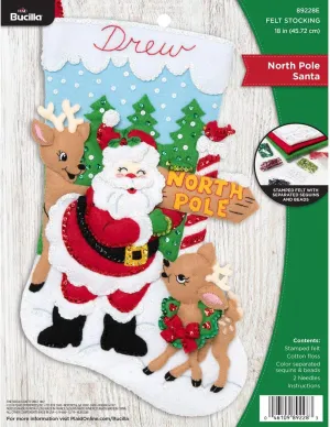 Bucilla Felt Applique Christmas Stocking Kit, 18", North Pole Santa
