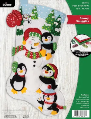 Bucilla, Snowy Snuggles, Felt Applique 18" Stocking Making Kit, Perfect for Holiday DIY Arts and Crafts, 89707E