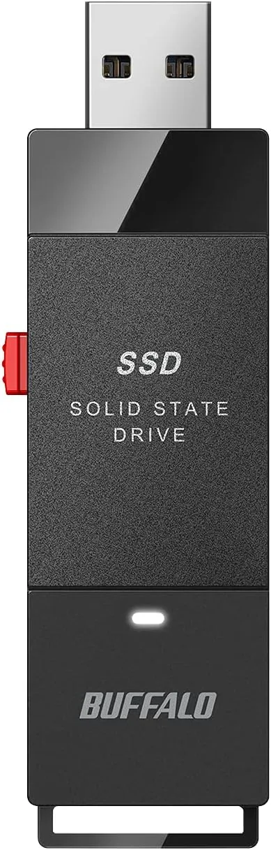 BUFFALO External SSD 2TB - Up to 600MB/s - USB-C - USB-A - USB 3.2 Gen 2 (Compatible with PS4 / PS5 / Windows/Mac) - External Solid State Drive Stick - ‎‎SSD-PUT2.0U3B