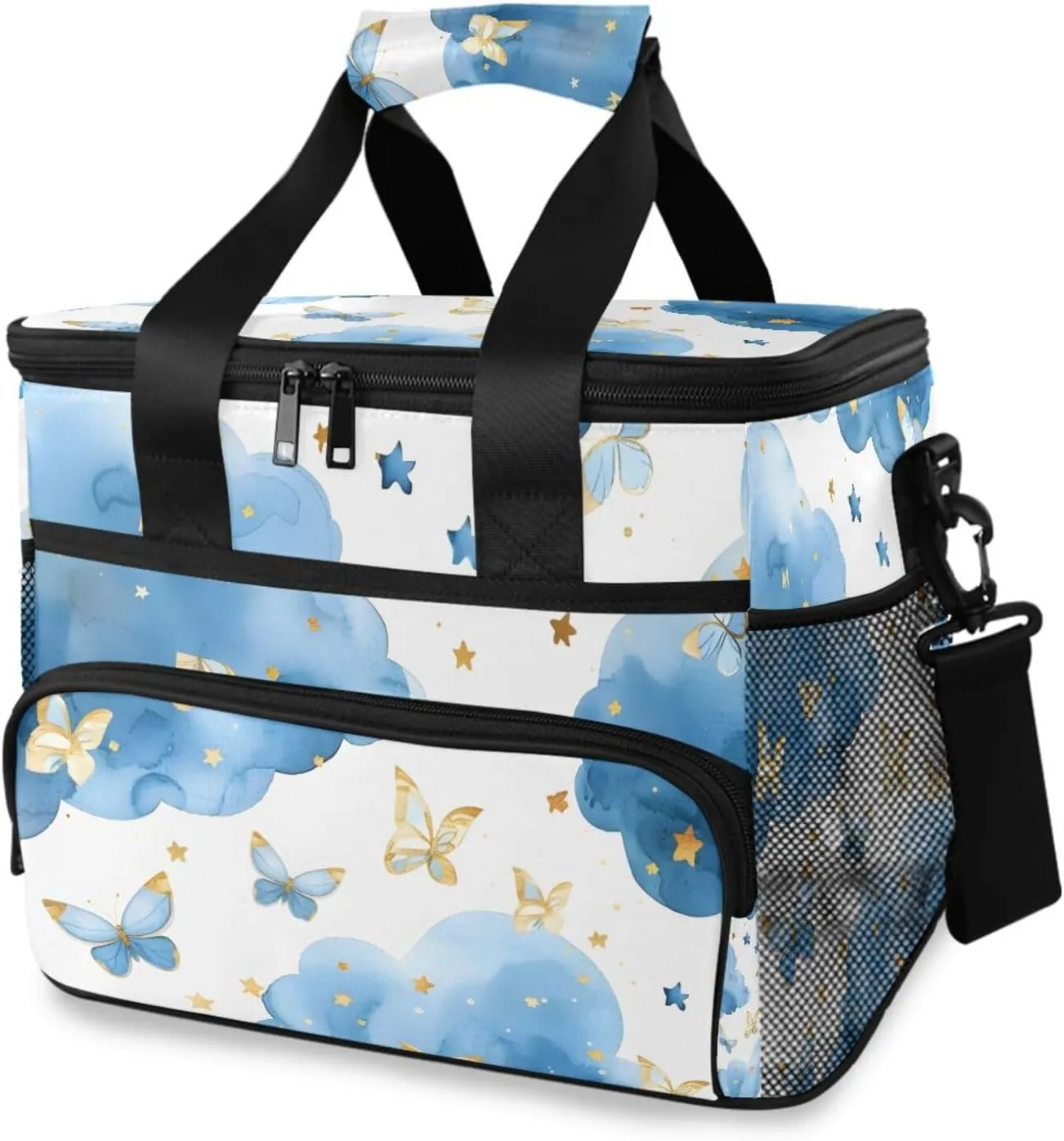 Butterfly Blue Cloud Butterflies Cooler Bag Insulated Cooler Soft Sided Cooler 24 Can Portable Picnic Bag Large Leakproof Lunch Bag Box for Beach Grocery Camping Travel Car Men Women