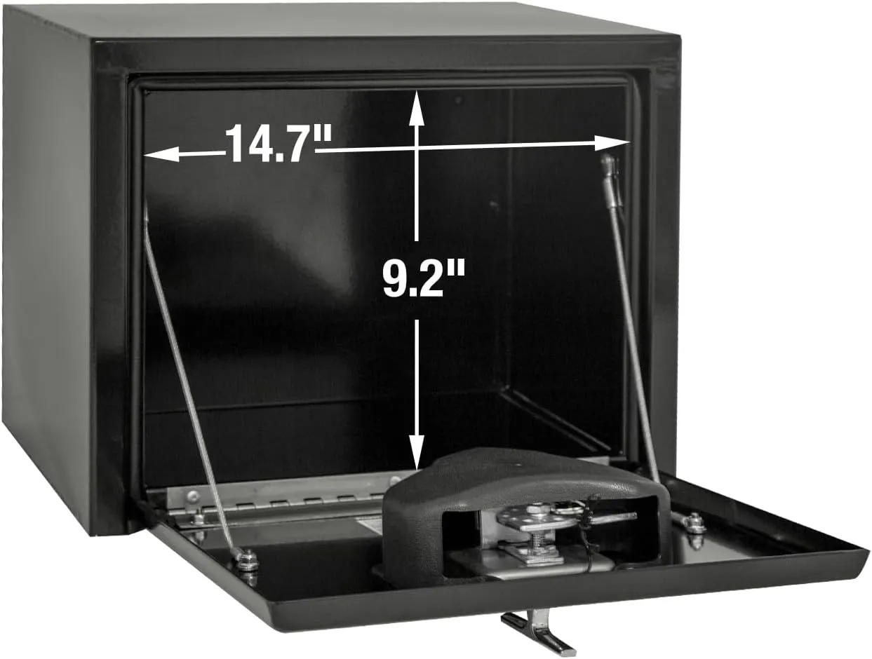 Buyers Products 1703349 Black Steel Underbody Truck Box with T-Handle Latch, 14 x 12 x 18 Inch, Contractor Toolbox For Organization And Storage, Job Tool Chest