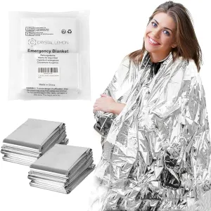 C CRYSTAL LEMON Emergency Blankets, 6 Pack Emergency Thermal Blanket, Survival Blanket for First Aid Kit, Camping, 82x52inch Insulated Foil Emergency Blanket for Survival, Preparedness Supplies