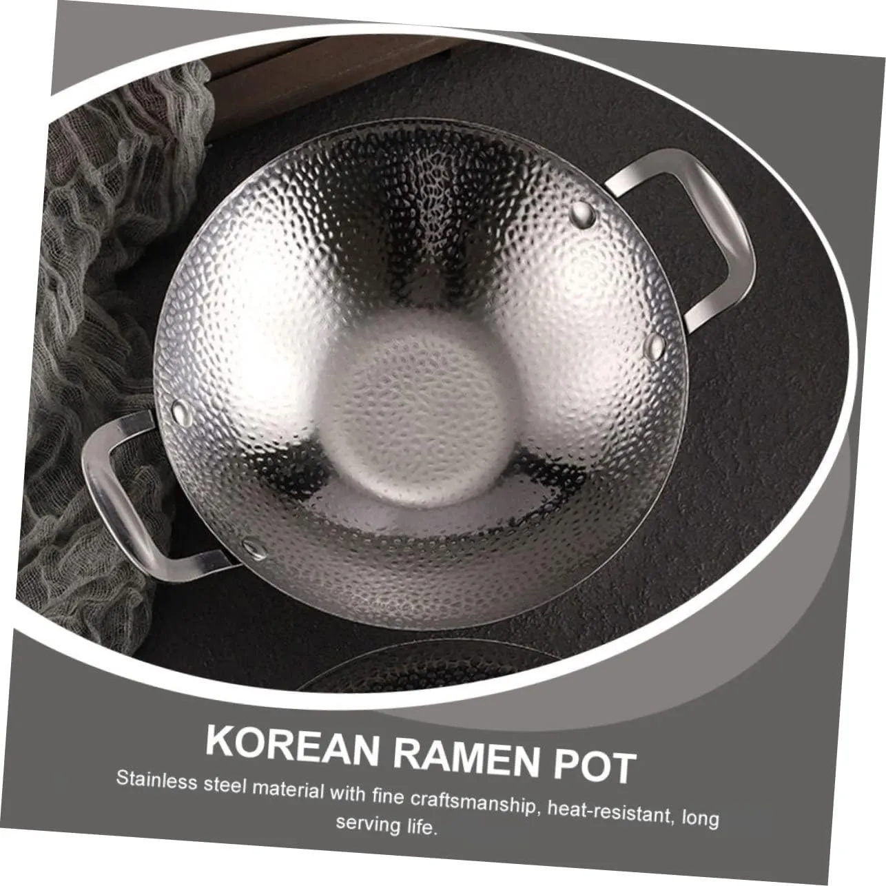 Cabilock Double Handle Stainless Steel Wok Hammered Design Cooking Pot for Home and Restaurant Efficient Heat Transfer for Gas and Electric Stoves Kitchen Essential