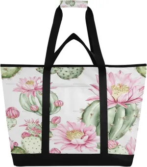 Cactus Reusable Insulated Cooler Bag with Ice Pack Compartment - Large 74L Waterproof Thermal Grocery Tote for Picnic Beach Camping Lunch Storage