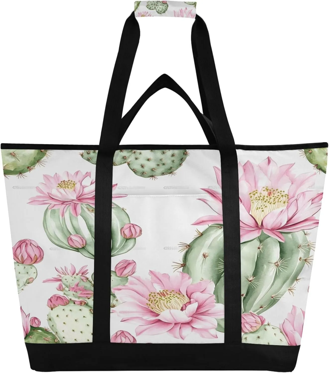 Cactus Reusable Insulated Cooler Bag with Ice Pack Compartment - Large 74L Waterproof Thermal Grocery Tote for Picnic Beach Camping Lunch Storage