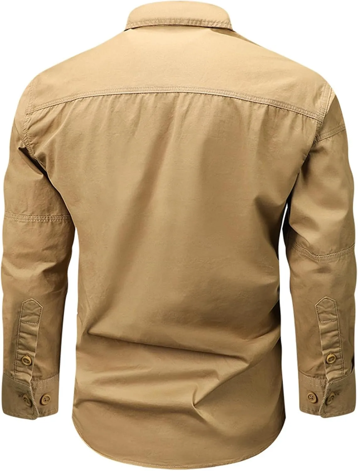 Cambkatl Men's Safari Shirts, Quick-Dry Fishing Hiking Cooling Camping Travel Shirts, Long Sleeve UPF 50  Sun Protection