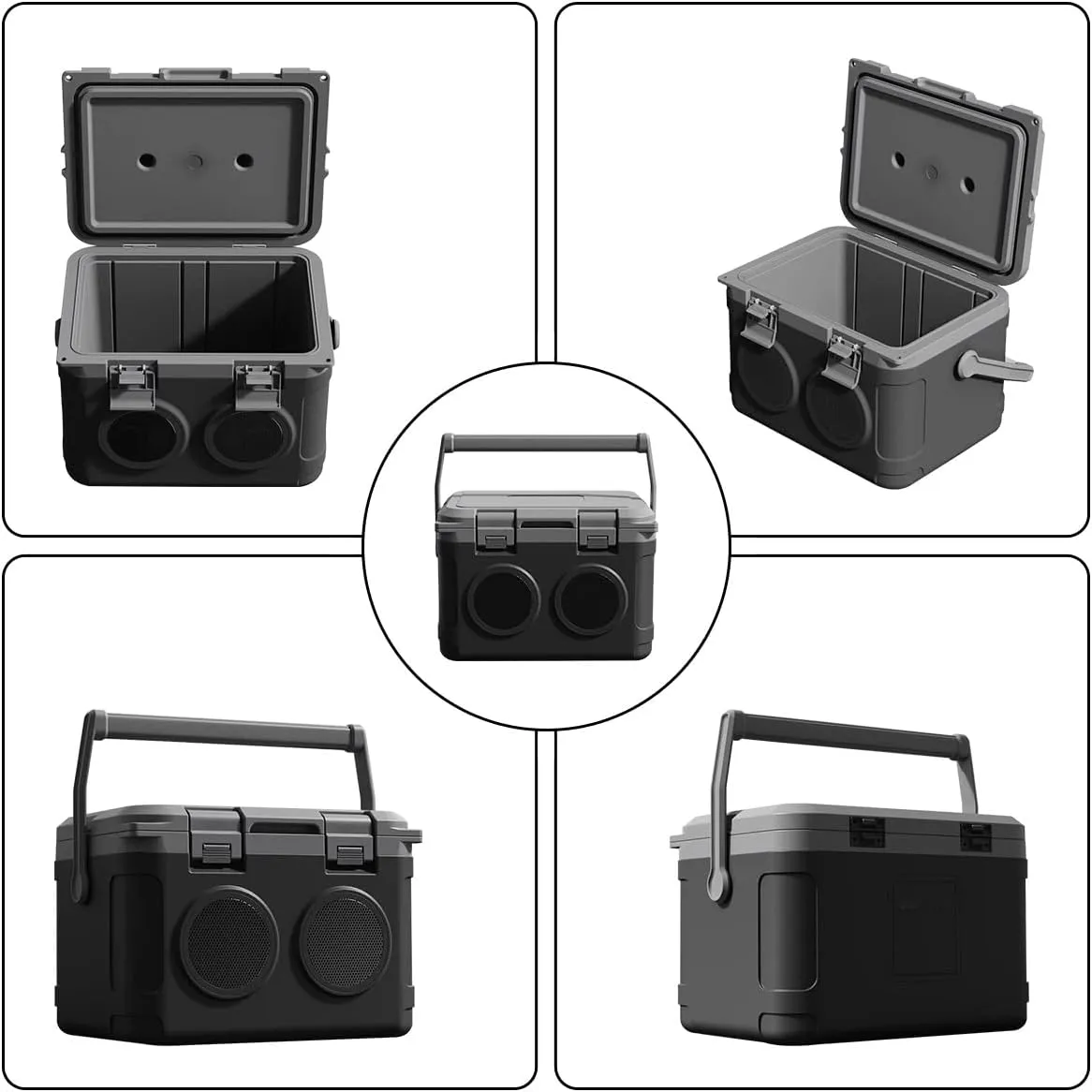 Camp Cooler with Bluetooth Speaker 22 Quart，48 Hours Ice Retention, Portable Handle, Outdoor Camping Cooler for BBQs, Beach, Hiking