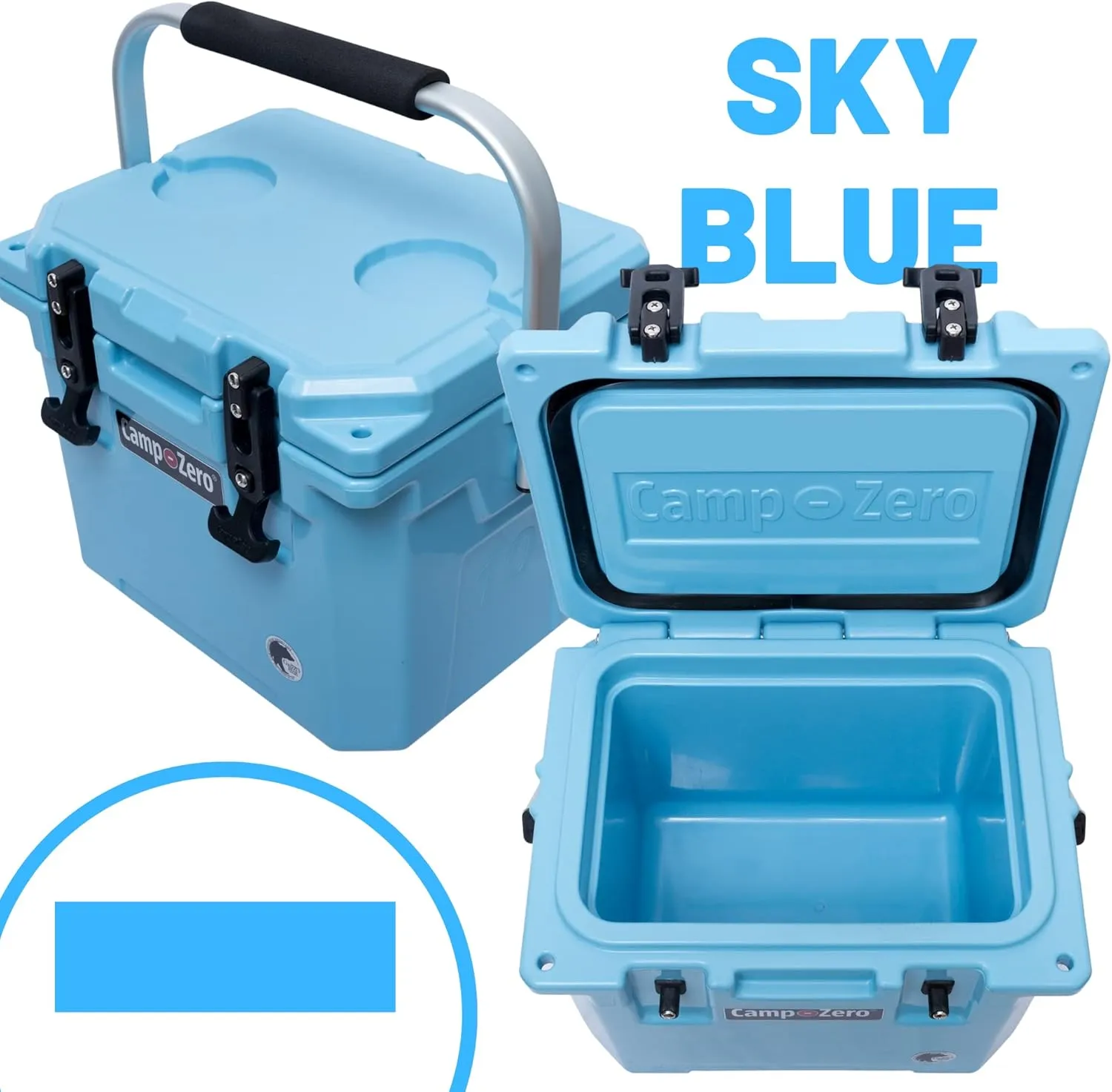 CAMP-ZERO 10L-10.6 Quart Portable Hard Cooler Ice Chest, Perfect for Drinks, Lunch, Beach, Picnics, Boating, Camping and Travel with 2 Molded-in Cup Holders and Folding Aluminum Handle