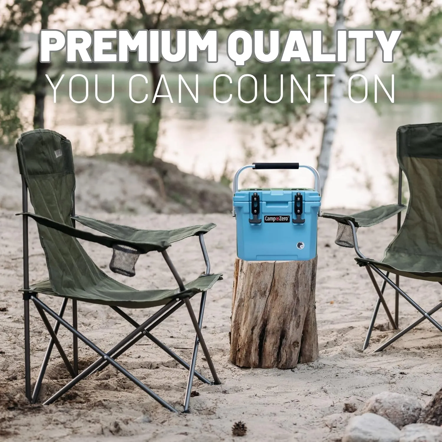 CAMP-ZERO 10L-10.6 Quart Portable Hard Cooler Ice Chest, Perfect for Drinks, Lunch, Beach, Picnics, Boating, Camping and Travel with 2 Molded-in Cup Holders and Folding Aluminum Handle