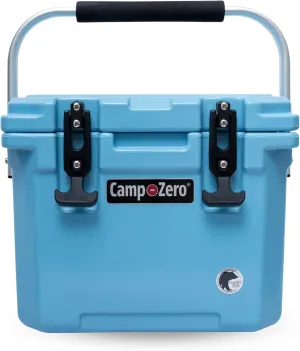 CAMP-ZERO 10L-10.6 Quart Portable Hard Cooler Ice Chest, Perfect for Drinks, Lunch, Beach, Picnics, Boating, Camping and Travel with 2 Molded-in Cup Holders and Folding Aluminum Handle