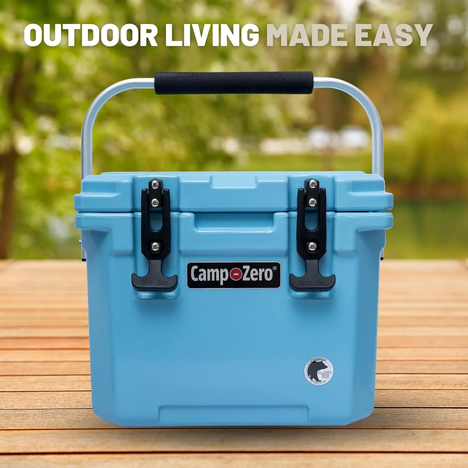 CAMP-ZERO 10L-10.6 Quart Portable Hard Cooler Ice Chest, Perfect for Drinks, Lunch, Beach, Picnics, Boating, Camping and Travel with 2 Molded-in Cup Holders and Folding Aluminum Handle