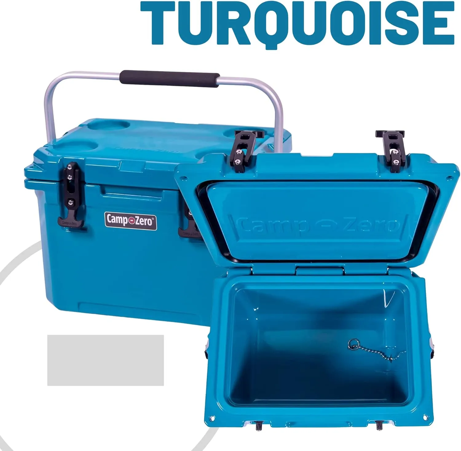 CAMP-ZERO 21 Quart Rotomolded Hard Cooler - Insulated Ice Chest with 4 Cup Holders - Bear-Proof Travel Ice Box for Beverage, Drink, BBQ, Fishing, Camping, Outdoor