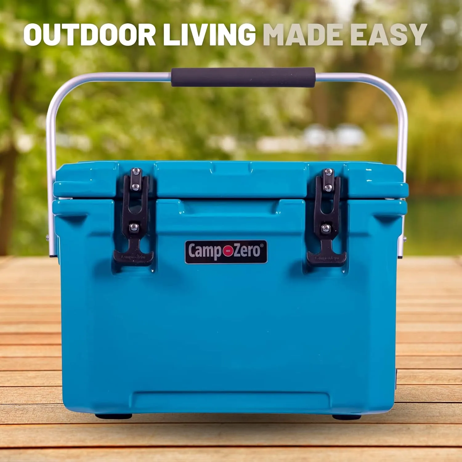 CAMP-ZERO 21 Quart Rotomolded Hard Cooler - Insulated Ice Chest with 4 Cup Holders - Bear-Proof Travel Ice Box for Beverage, Drink, BBQ, Fishing, Camping, Outdoor