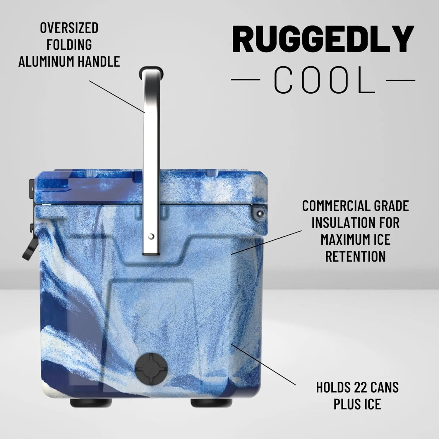 CAMP-ZERO 21 Quart Rotomolded Hard Cooler - Insulated Ice Chest with 4 Cup Holders - Bear-Proof Travel Ice Box for Beverage, Drink, BBQ, Fishing, Camping, Outdoor