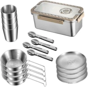 Camping Complete Messware Kit Outdoor Dinnerware Forks Utensil Cooking Tableware for Traveling Outdoor Sports Picnic RV Trip