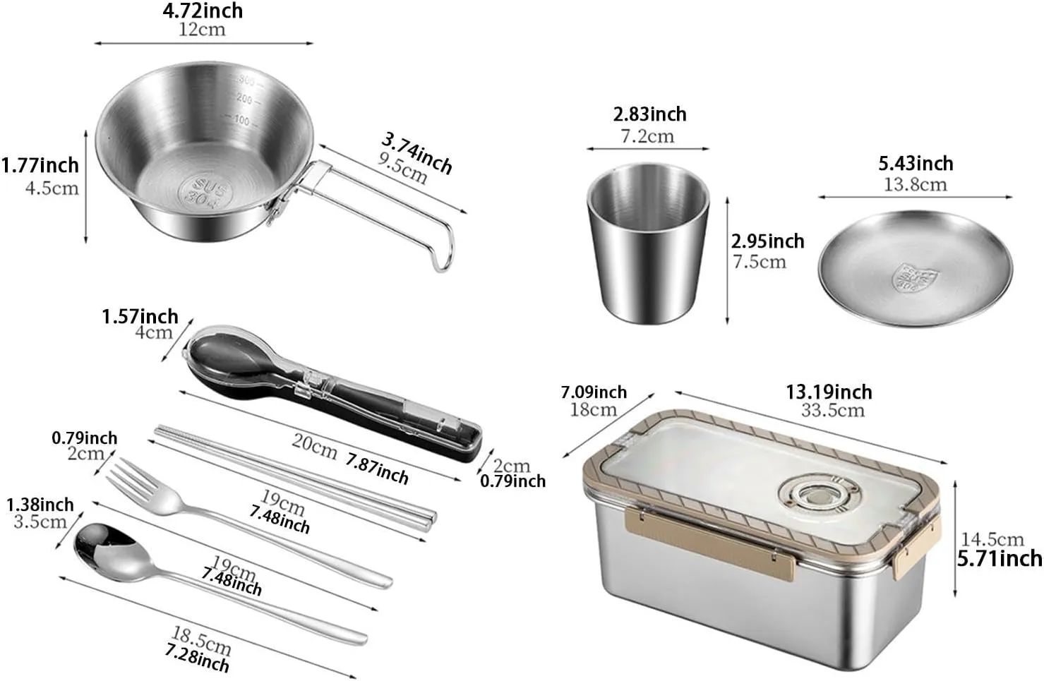 Camping Complete Messware Kit Outdoor Dinnerware Forks Utensil Cooking Tableware for Traveling Outdoor Sports Picnic RV Trip