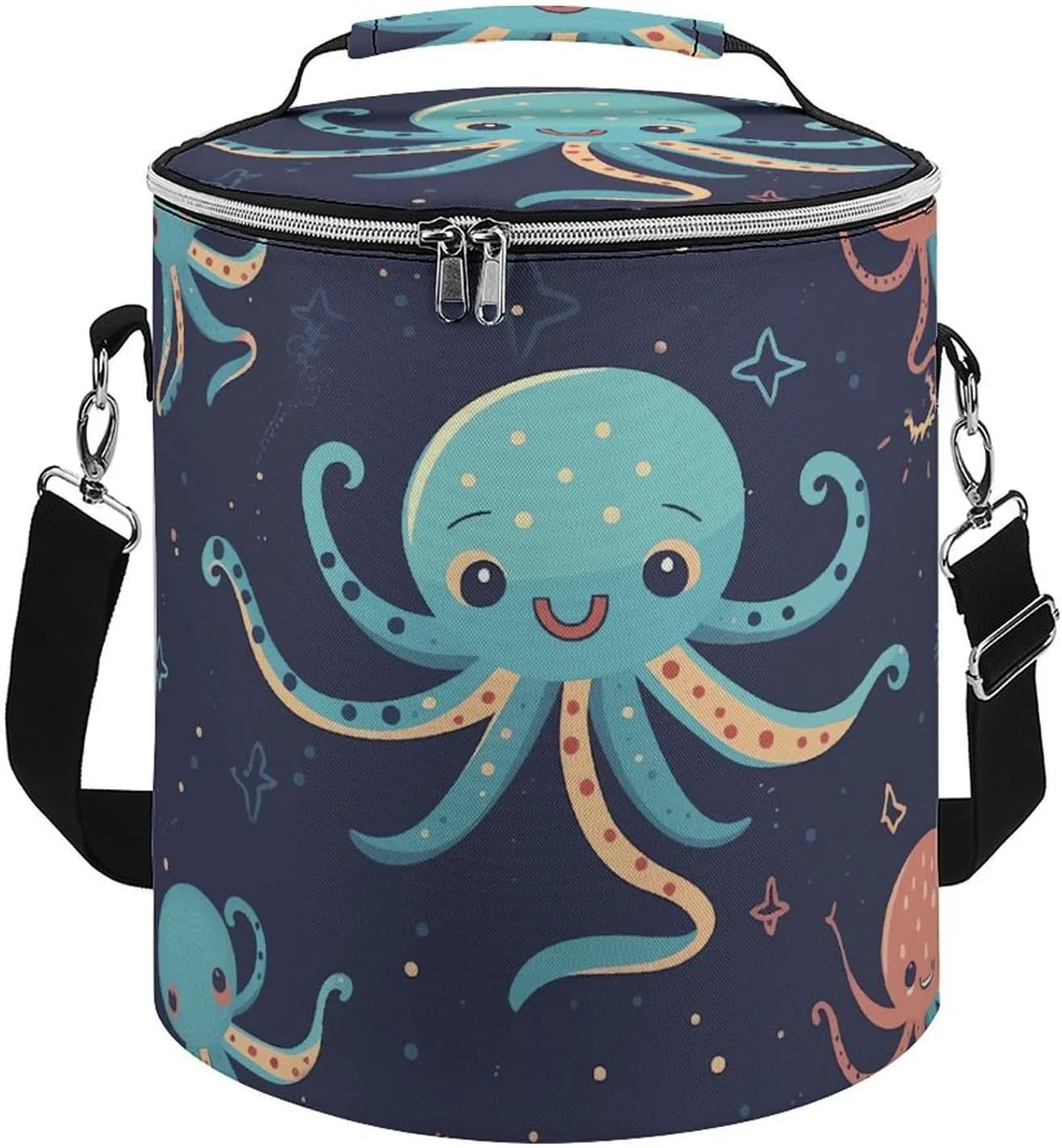 Camping Cooler Bag, Cartoon Octopus Print Portable Ice Pack Outdoor Cooler Bag Picnic Cooler Bag Foldable Cooler Bag, style
