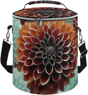 Camping Cooler Bag, Dahlia Flower Print Portable Ice Pack Outdoor Cooler Bag Picnic Cooler Bag Foldable Cooler Bag, style