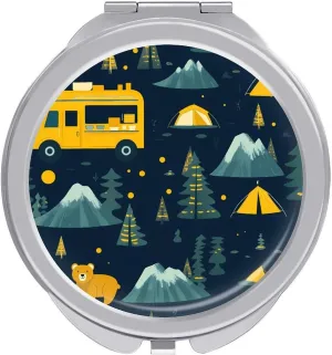 Camping Vehicles Travel Tours Travel Makeup Mirror 2-Sided 1x 2X Magnification Portable Mini Mirror for Handbag Purse Pocket