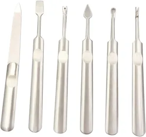 CANIGHT 6-in-1 Manicure Kit Cuticle Clippers Nippers Nail Sample Sticks Trimmer Stainless Steel Ear Picks Earring Tool Sanding Surface for Personal Professional Use