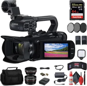 Canon XA65 Professional UHD 4K Camcorder (5732C002)   64GB Card   BP828 Battery   BP820 Charger   Filter Kit   Bag   LED Light   Wide Angle Lens   Telephoto Lens   Card Reader   More (Renewed)
