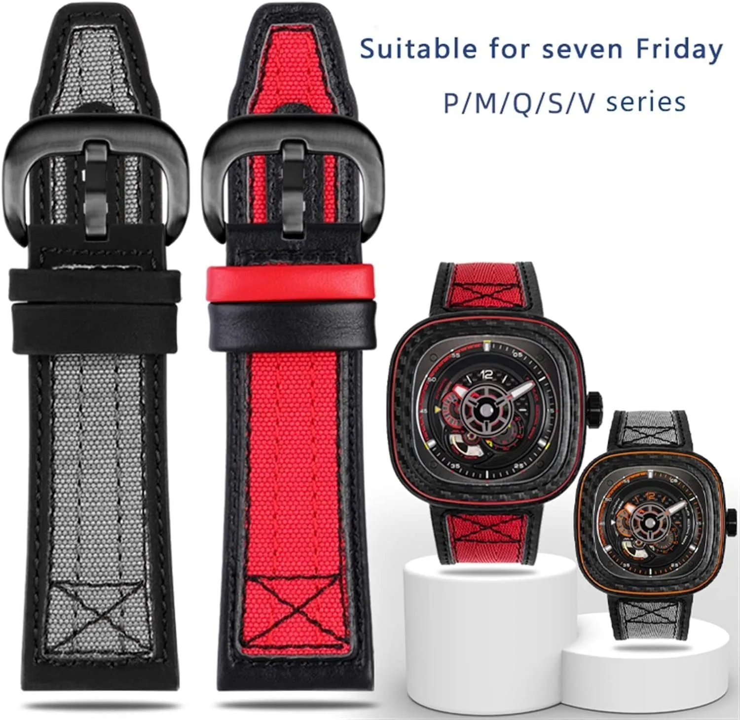 Canvas Leather watchband For seven Friday Series P3C/04 09 Mechanical Watch Strap Waterproof Wrist Bracelet Belt
