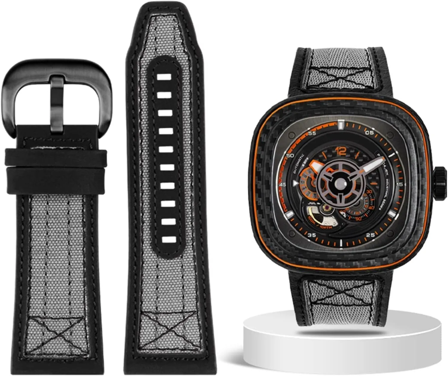 Canvas Leather watchband For seven Friday Series P3C/04 09 Mechanical Watch Strap Waterproof Wrist Bracelet Belt