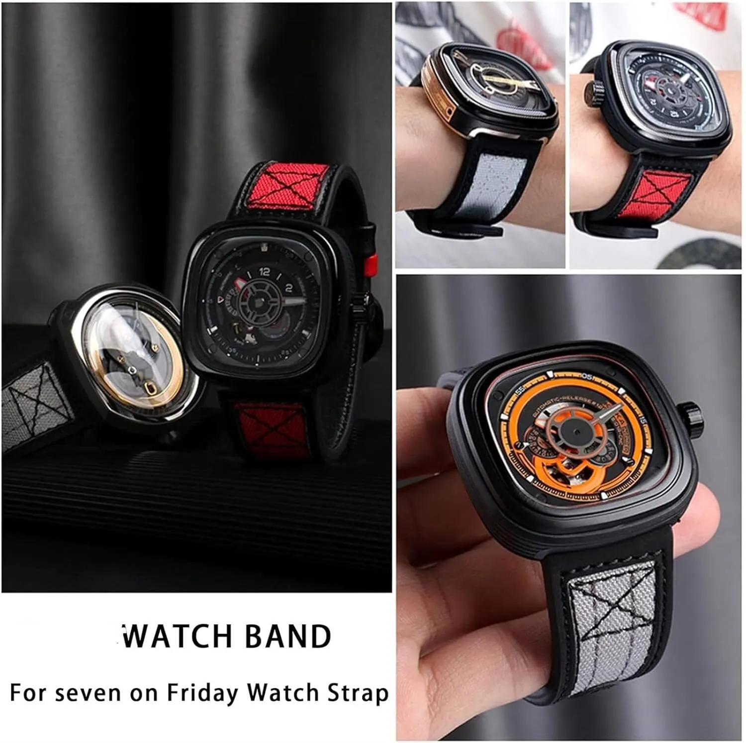 Canvas Leather watchband For seven Friday Series P3C/04 09 Mechanical Watch Strap Waterproof Wrist Bracelet Belt