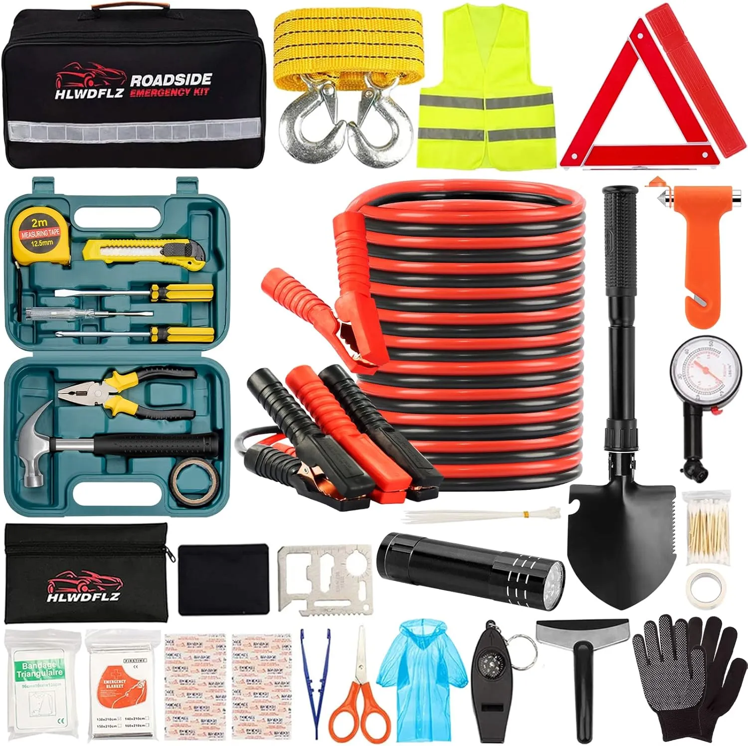 Car Emergency Safety Kit - Auto Emergency Roadside Assistance Car Kit, Winter Traveler Safety Emergency Kit for Car, Truck, RV Vehicles