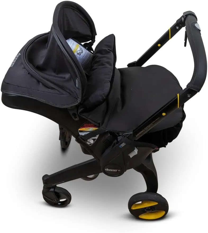 Car Seat Winter Bunting Footmuff for Doona Carseat Trendy Stroller Blanket Cover Baby Infant Warm Weather Protector for Newborn Boy Girl Canopy, Black
