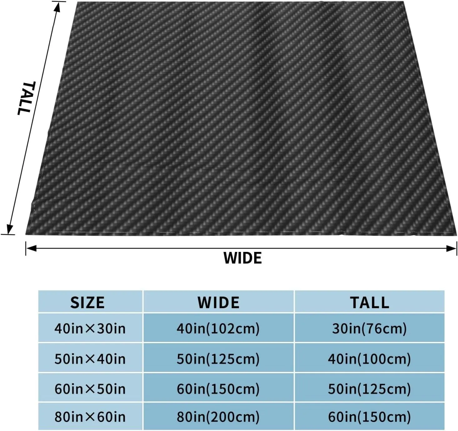 Carbon Fiber 60"X50" Flannel Blanket - 100% Soft Polyester, Lightweight and Warm, Suitable for Families, Camping, Travel