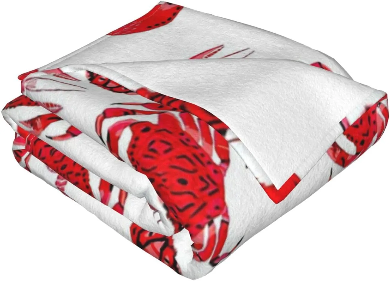 Cartoon Red Crab Lobster 60"X50" Flannel Blanket - 100% Soft Polyester, Lightweight and Warm, Suitable for Families, Camping, Travel