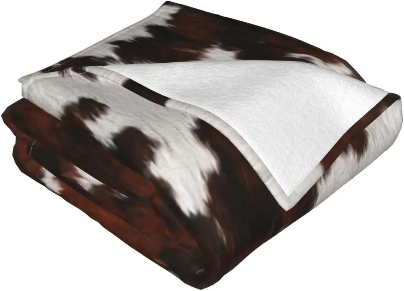 Cattle Fake Cow Print 60"X50" Flannel Blanket - 100% Soft Polyester, Lightweight and Warm, Suitable for Families, Camping, Travel