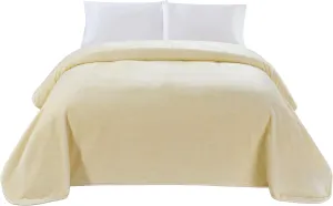 Chezmoi Collection Heavy Single Ply 12.2 Lbs Oversized Korean Style Faux Mink Blanket, 750GSM Thick Silky Soft Plush Raschel Mink Blanket, 92" x 106" US King, Solid Beige