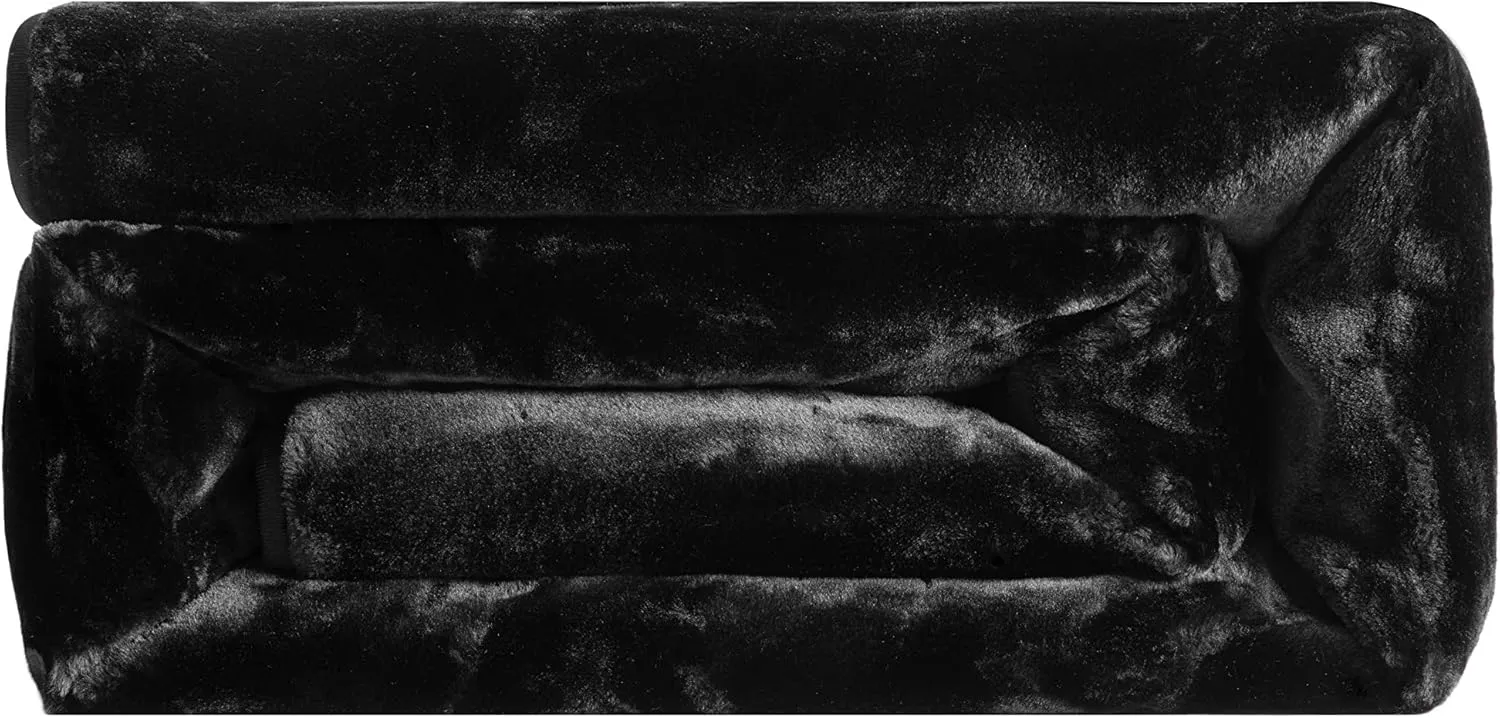 Chezmoi Collection Heavy Single Ply 9 Lbs Korean Style Faux Mink Blanket, 750GSM Thick Silky Soft Plush Raschel Mink Blanket, 85" x 95" King, Solid Black