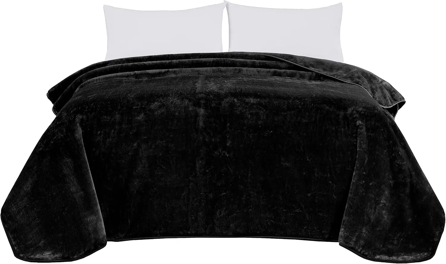 Chezmoi Collection Heavy Single Ply 9 Lbs Korean Style Faux Mink Blanket, 750GSM Thick Silky Soft Plush Raschel Mink Blanket, 85" x 95" King, Solid Black