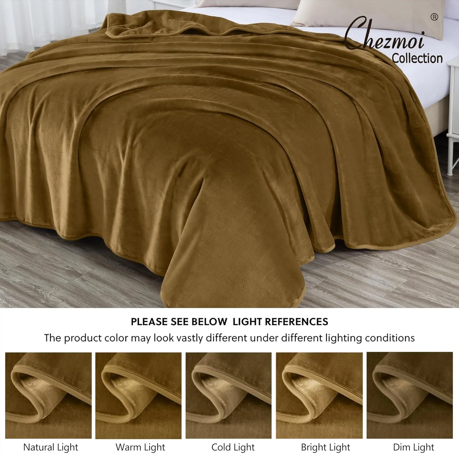 Chezmoi Collection Heavy Single Ply 9 Lbs Korean Style Faux Mink Blanket, 750GSM Thick Silky Soft Plush Raschel Mink Blanket, 85" x 95" King, Solid Toffee