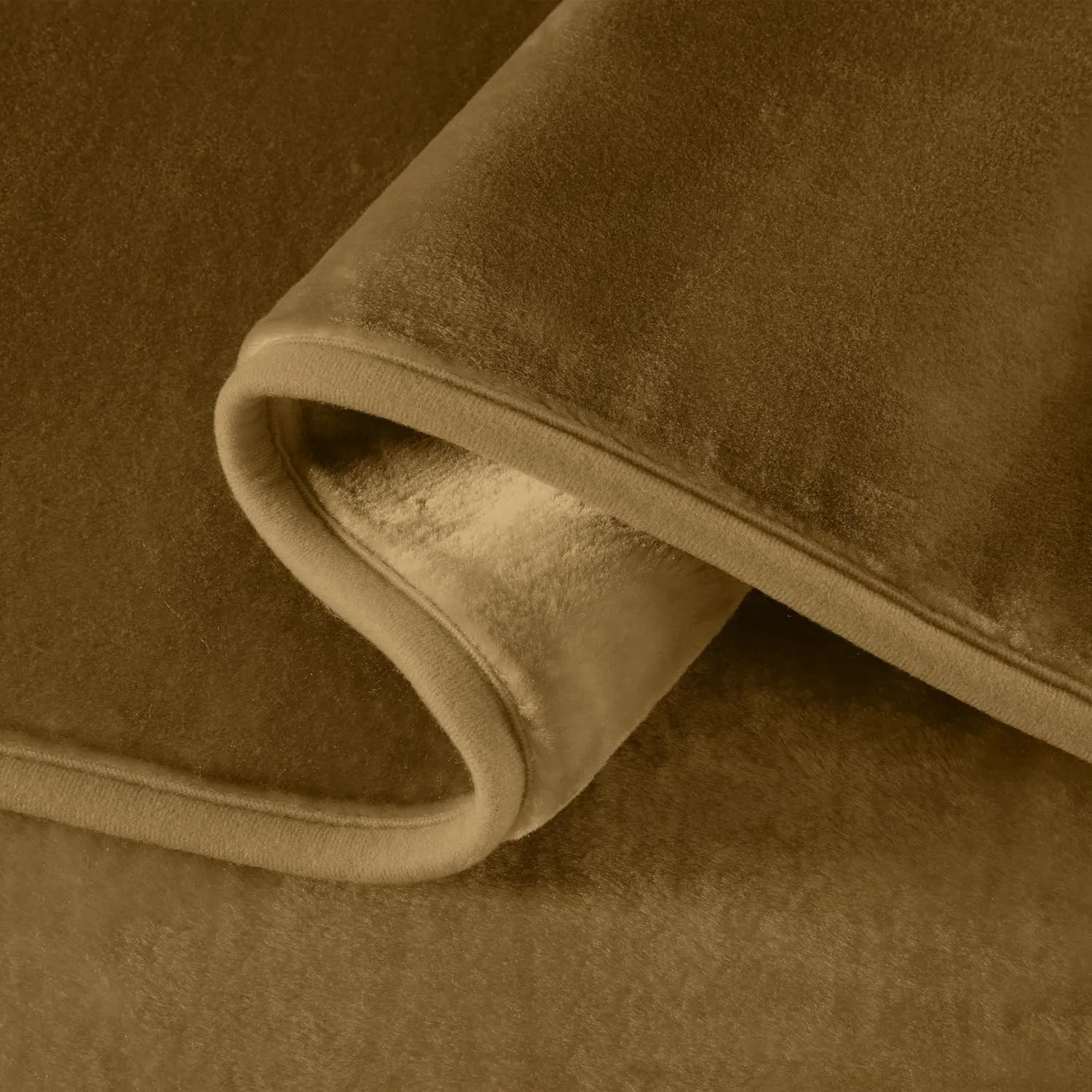 Chezmoi Collection Heavy Single Ply 9 Lbs Korean Style Faux Mink Blanket, 750GSM Thick Silky Soft Plush Raschel Mink Blanket, 85" x 95" King, Solid Toffee