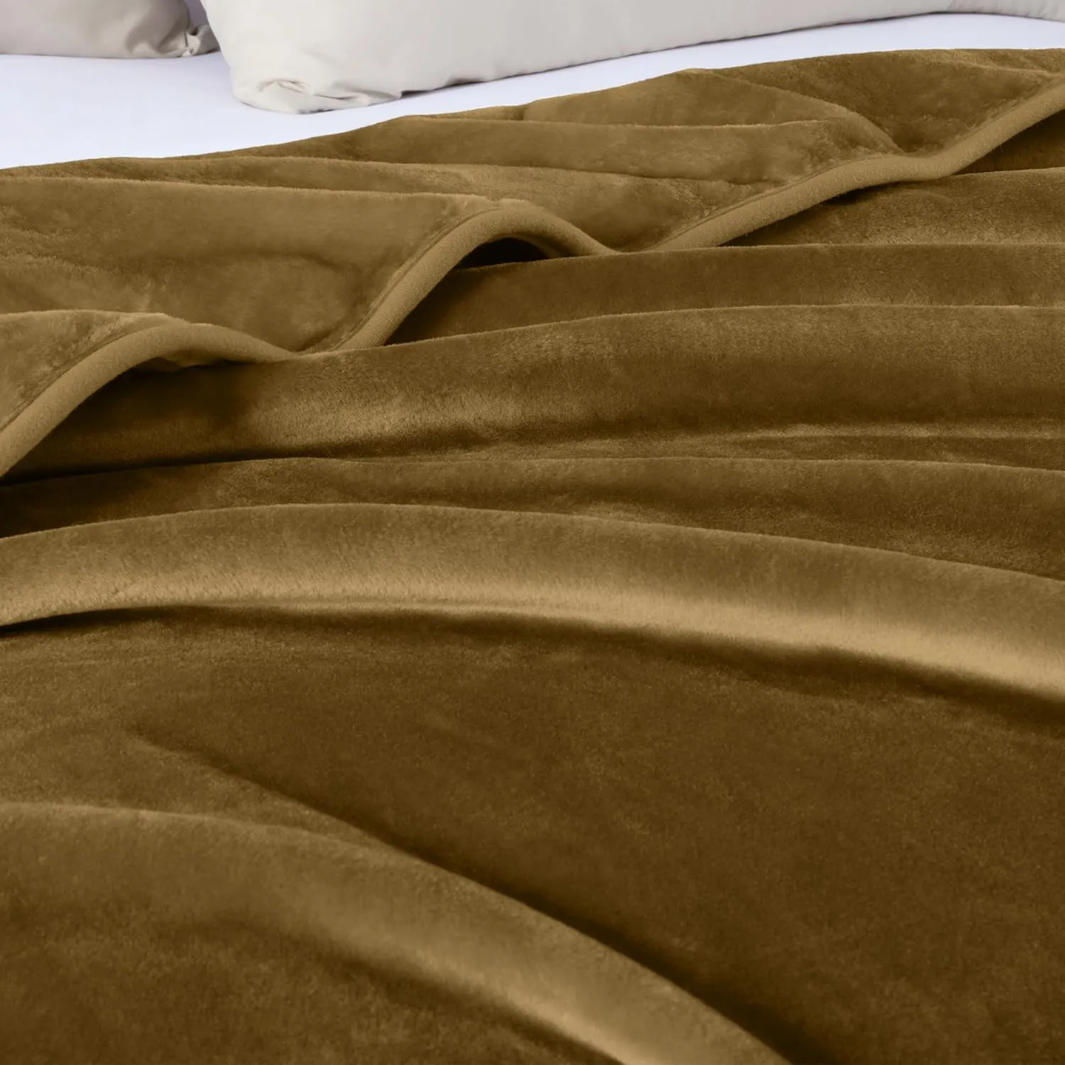 Chezmoi Collection Heavy Single Ply 9 Lbs Korean Style Faux Mink Blanket, 750GSM Thick Silky Soft Plush Raschel Mink Blanket, 85" x 95" King, Solid Toffee