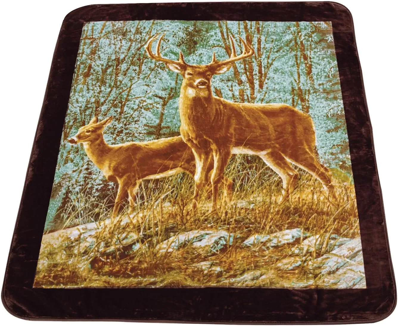 Chezmoi Collection Heavy Single Ply 9 Lbs Korean Style Faux Mink Blanket, Reversible 750GSM Thick Silky Soft Plush Raschel Mink Blanket, 85" x 95" King, Deers