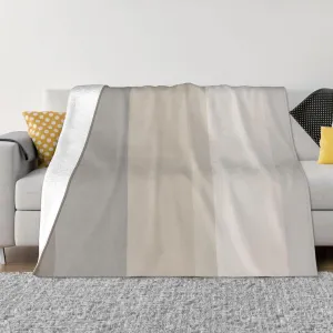 Chic Taupe, Cream and Gray Striped 80"X60" Flannel Blanket - 100% Soft Polyester, Lightweight and Warm, Suitable for Families, Camping, Travel