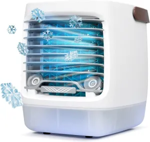 ChillWell 2.0 Evaporative Air Cooler for Room - 4-Speed Mini Portable Swamp Coolers with Humidifier | Indoor Personal Cooling Unit In Bedroom, Home Office, and Camping | USB- Rechargeable, Easy Setup