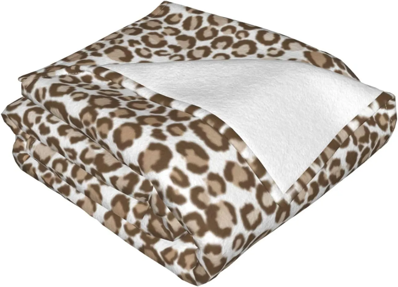 Chocolate Brown Leopard Print 60"X50" Flannel Blanket - 100% Soft Polyester, Lightweight and Warm, Suitable for Families, Camping, Travel