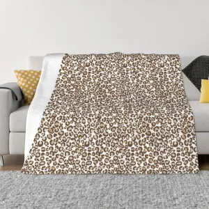Chocolate Brown Leopard Print 60"X50" Flannel Blanket - 100% Soft Polyester, Lightweight and Warm, Suitable for Families, Camping, Travel