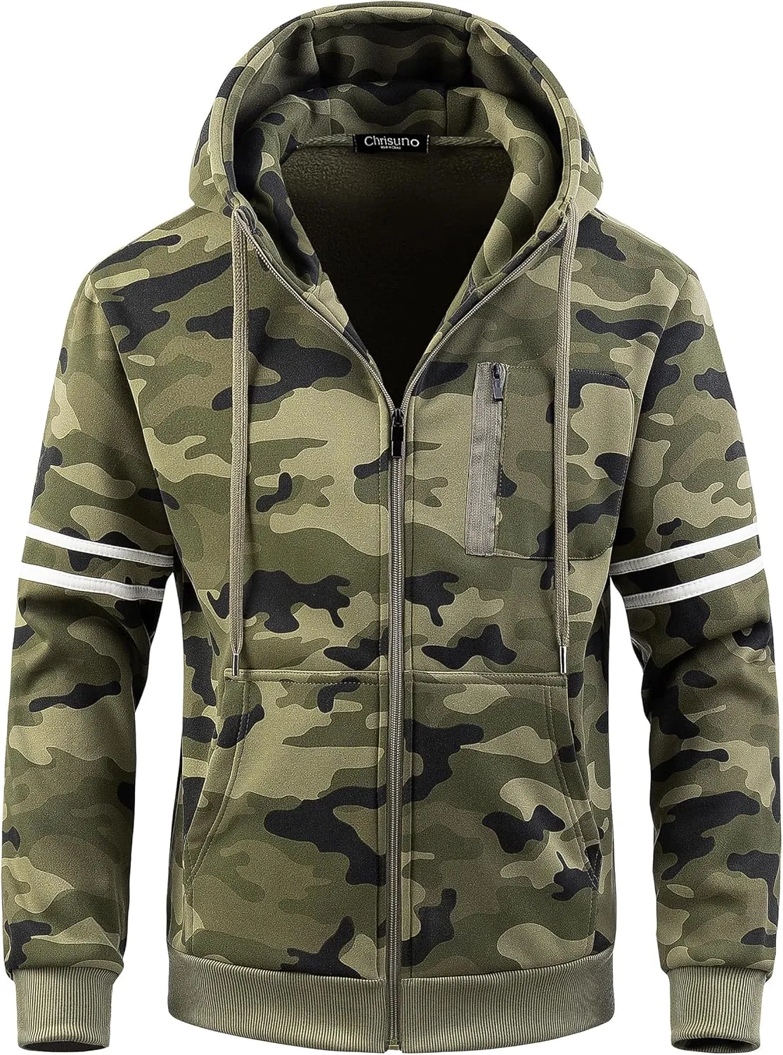 Chrisuno Men's Soft Fleece Fashion Hooded Sweatshirt Zip Up Sports Sweater Hoodie Jacket