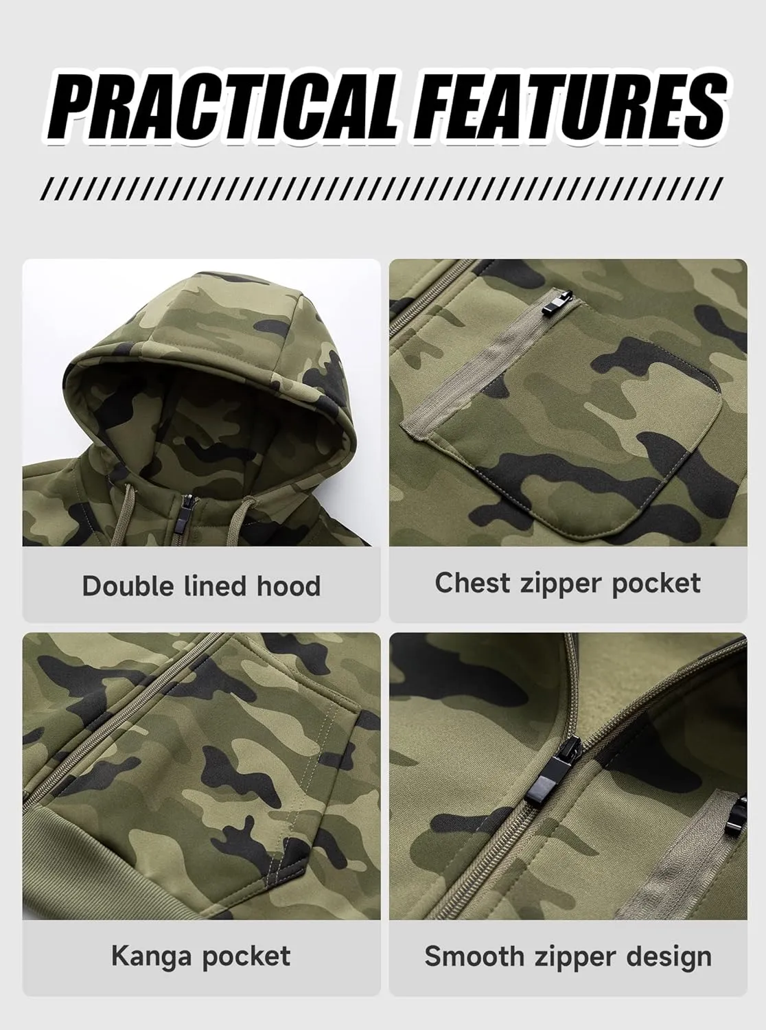 Chrisuno Men's Soft Fleece Fashion Hooded Sweatshirt Zip Up Sports Sweater Hoodie Jacket