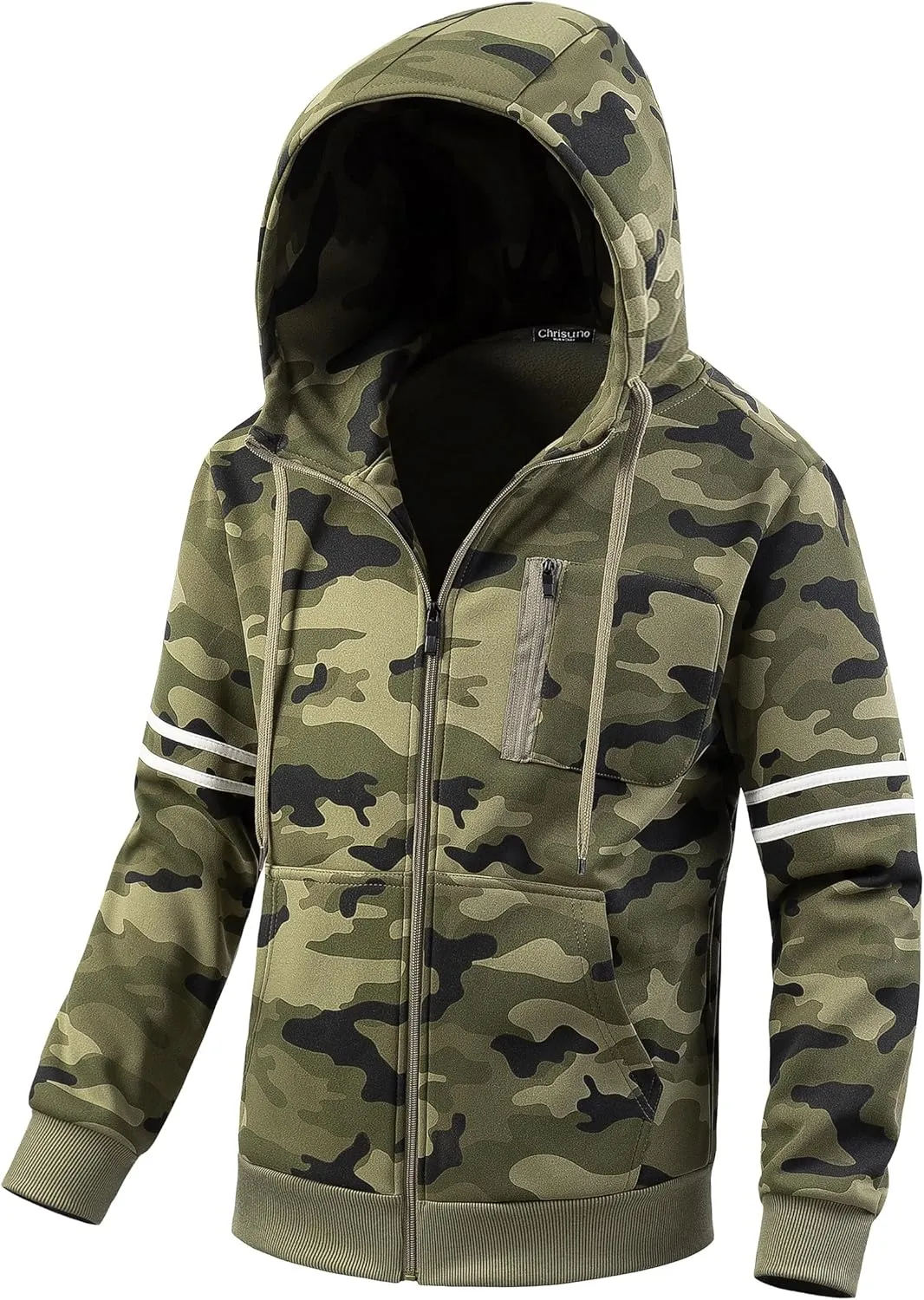 Chrisuno Men's Soft Fleece Fashion Hooded Sweatshirt Zip Up Sports Sweater Hoodie Jacket